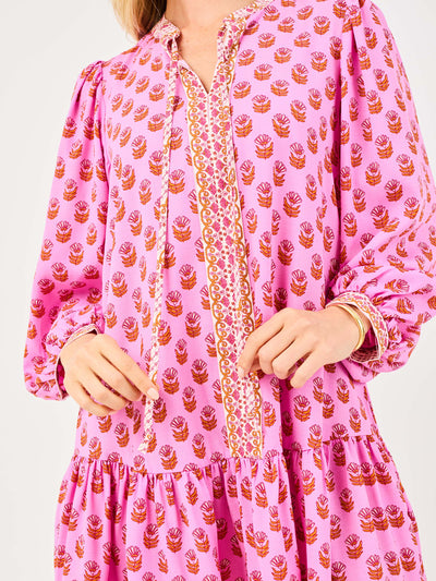 Natasha Dress | Floral Foulard Pink