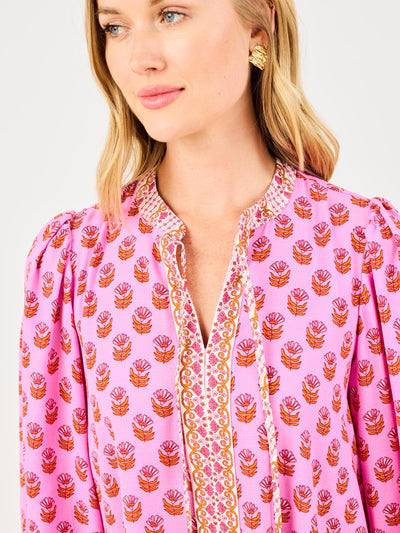 Natasha Dress | Floral Foulard Pink