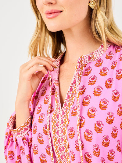 Natasha Dress | Floral Foulard Pink
