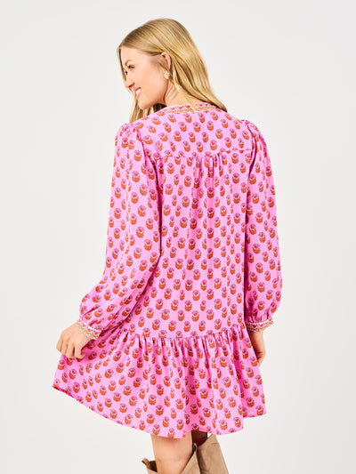 Natasha Dress | Floral Foulard Pink