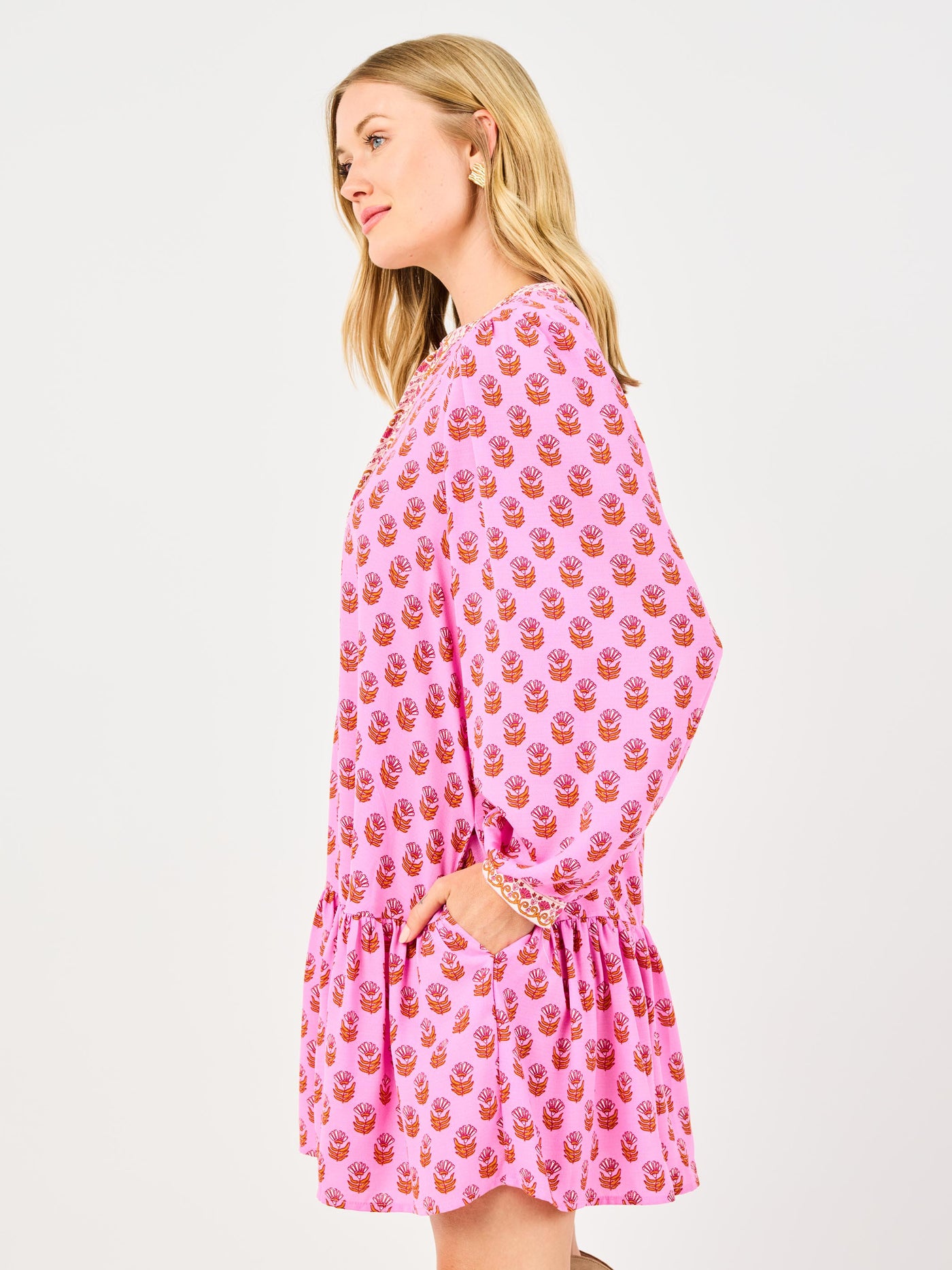 Natasha Dress | Floral Foulard Pink