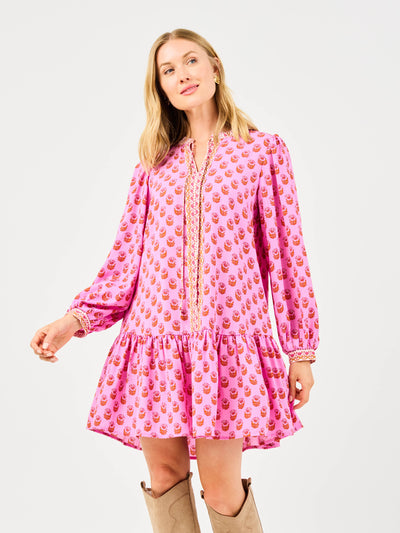 Natasha Dress | Floral Foulard Pink