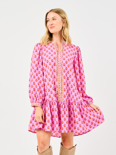 Natasha Dress | Floral Foulard Pink