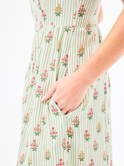 Alexi Dress | Cottage Stripes Green