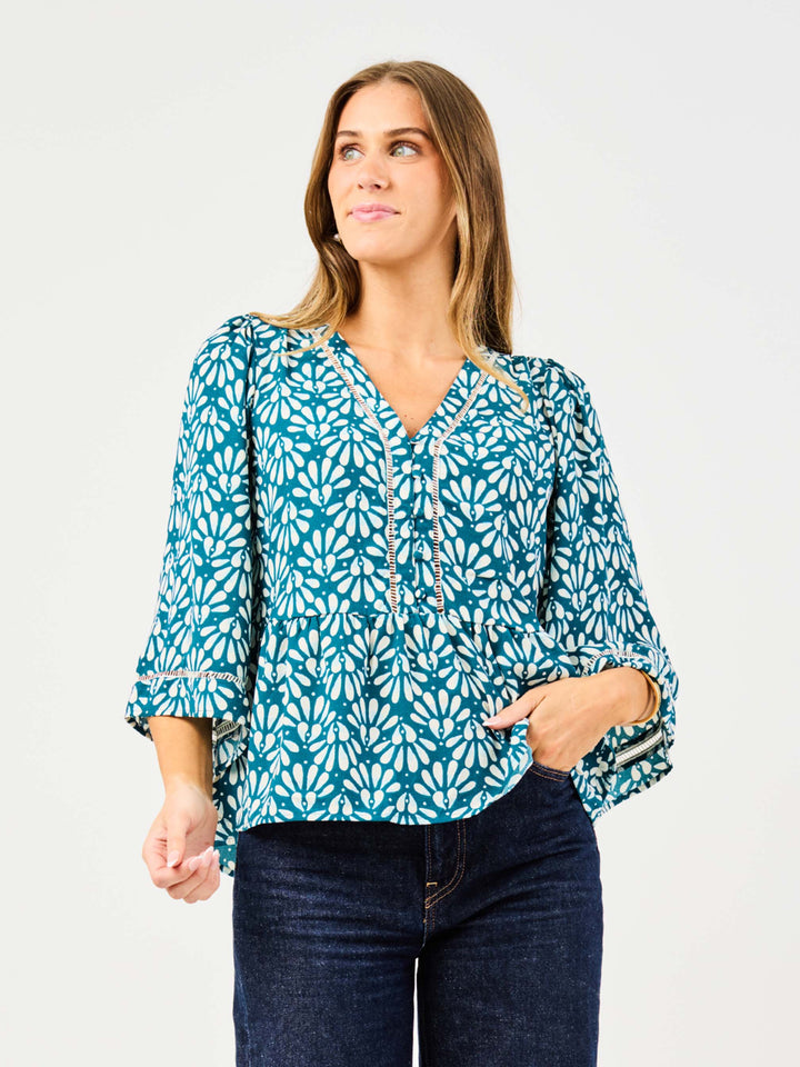 Haut Femme Monroe & Main - Taille S, Imprimé Floral, Manches Longues - Occasion Très Bon état