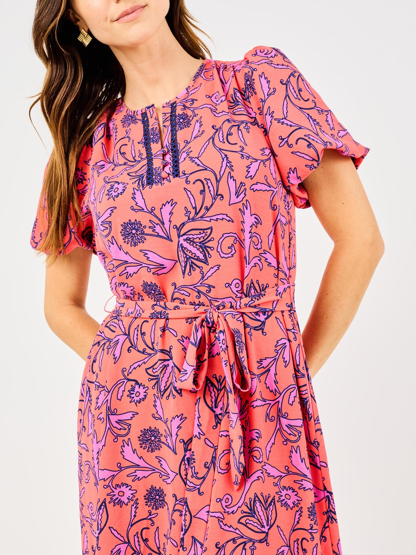 Camila Dress | Toile Tulip Coral