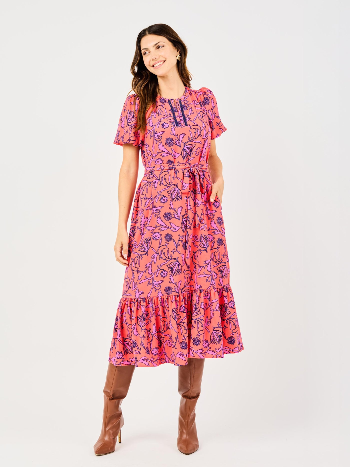 Camila Dress | Toile Tulip Coral