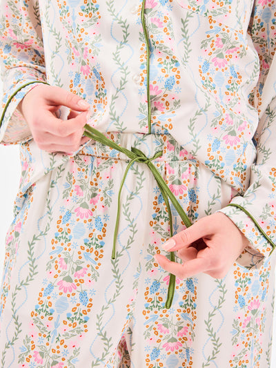 Women's Charlotte Satin Pants Set | Ivy Lane Ivory