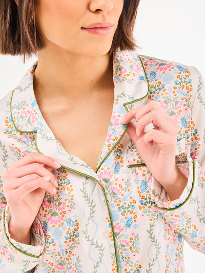 Women's Charlotte Satin Pants Set | Ivy Lane Ivory