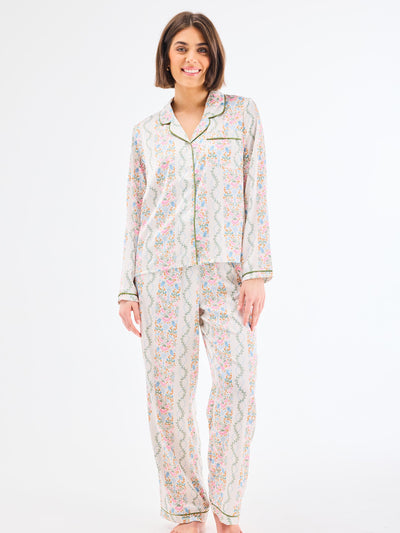 Women's Charlotte Satin Pants Set | Ivy Lane Ivory