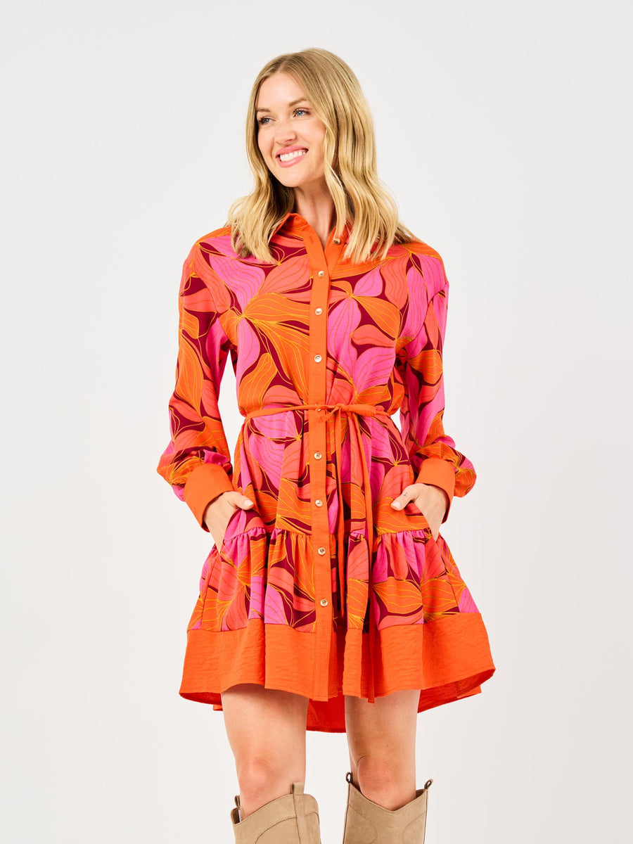 long sleeve maya dress Maya Dress | Glow Over Fire | S | Trendy Dresses For Women