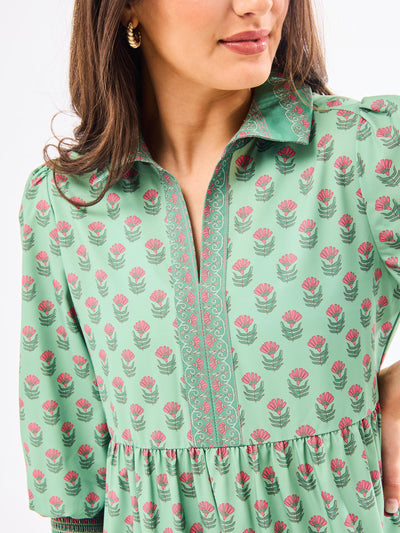 Eleanor Dress | Floral Foulard Vineyard