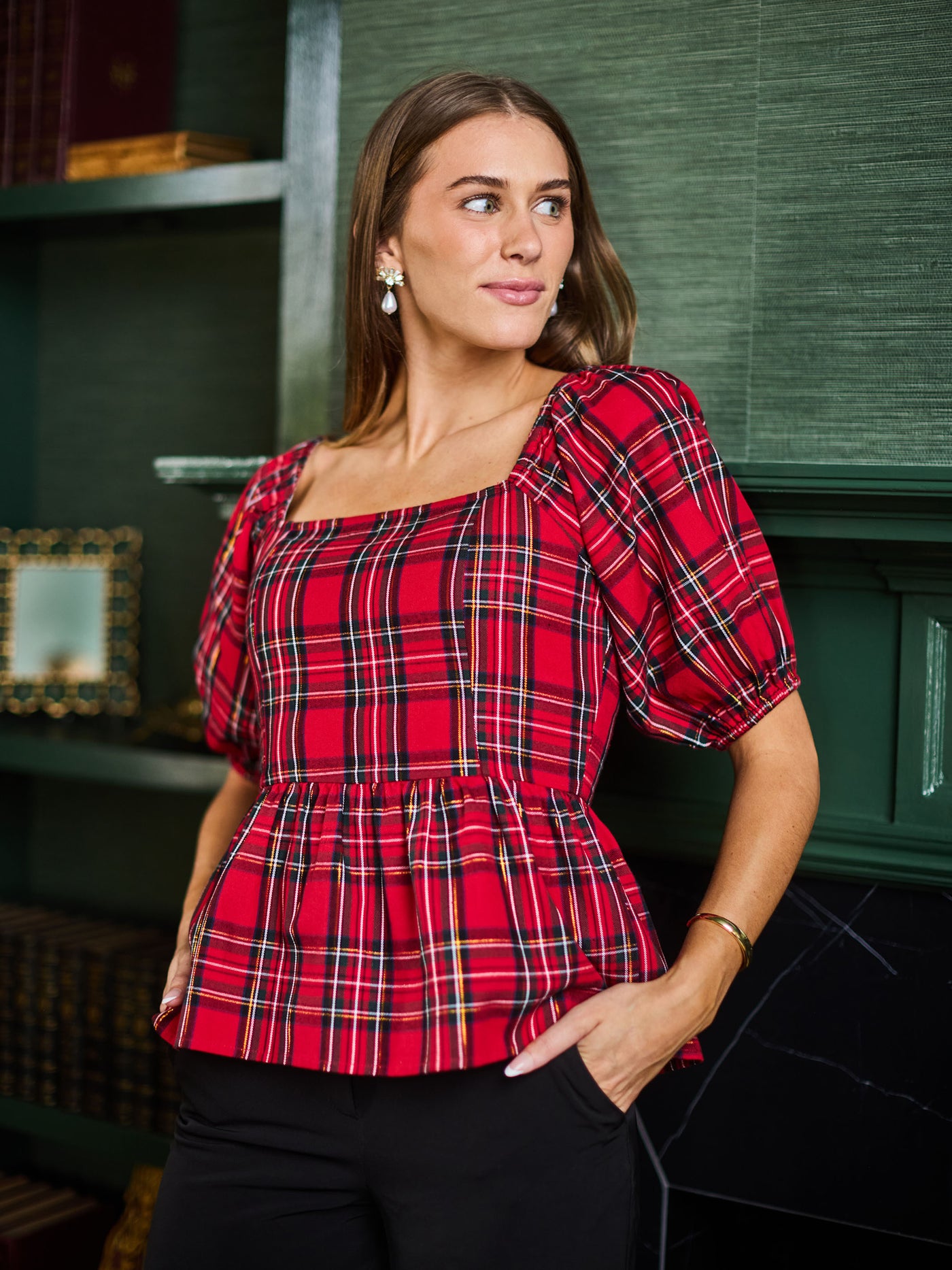 Isabel Top | Red Plaid
