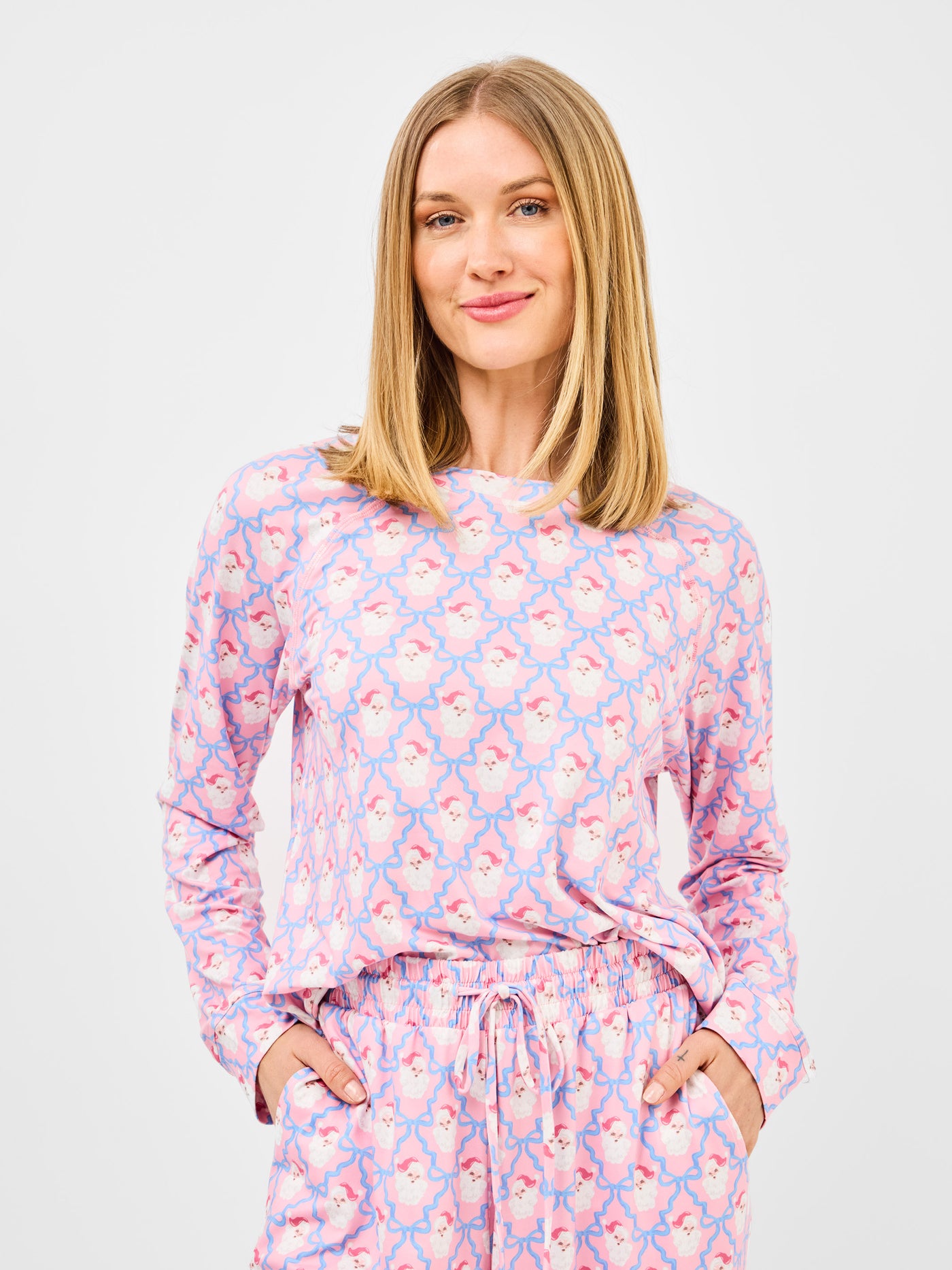 Women's Annie Pants Set | Santa Baby Bows