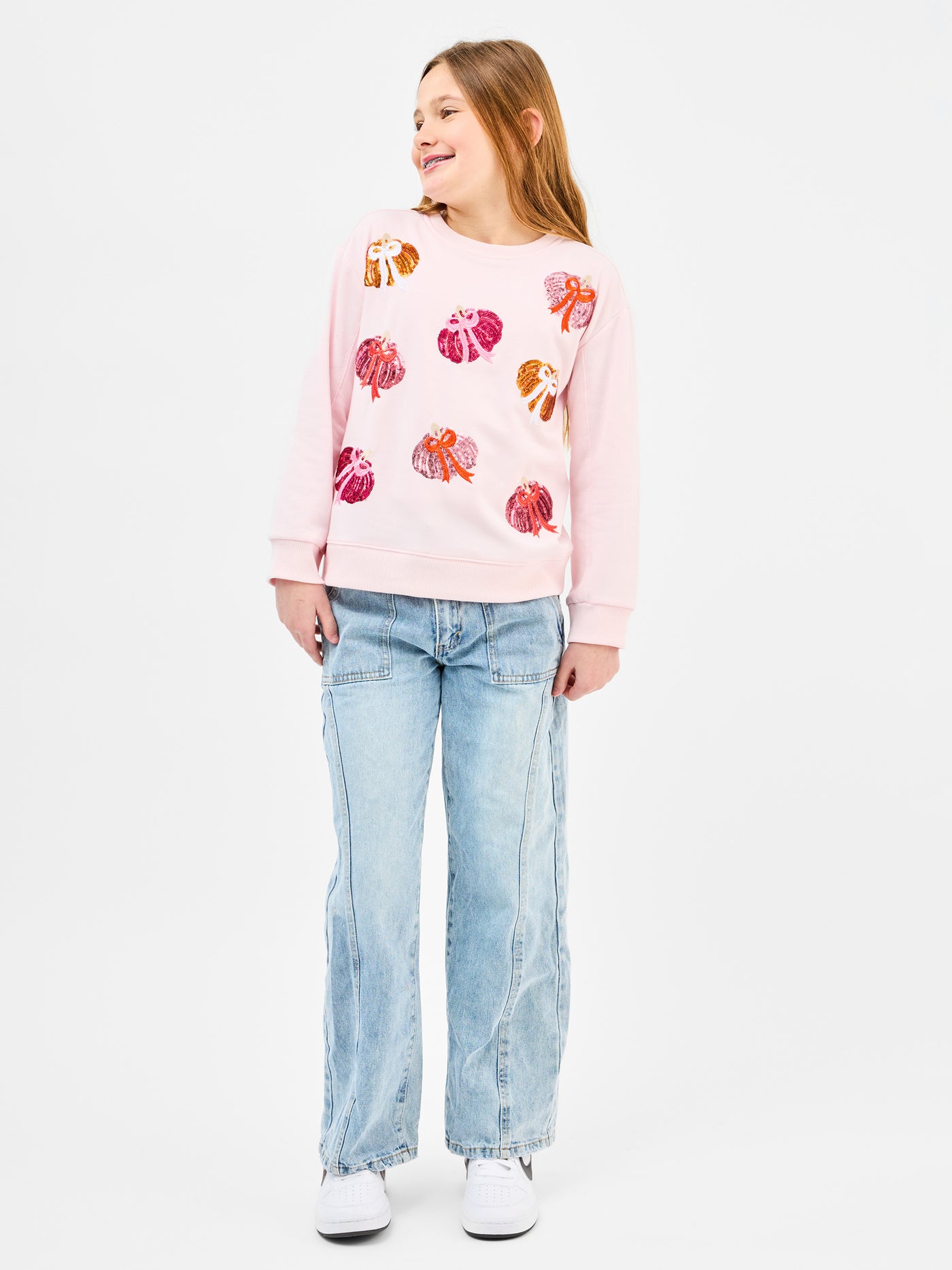 Sarah Youth Sweatshirt | Pumpkin Bows