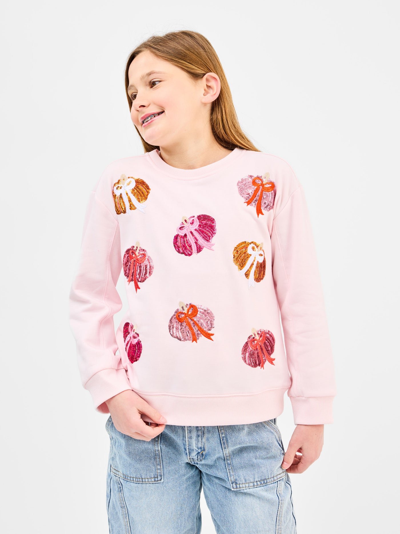 Sarah Youth Sweatshirt | Pumpkin Bows