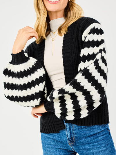 Pippa Cardigan Sweater | White + Black