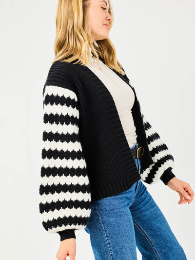 Pippa Cardigan Sweater | White + Black