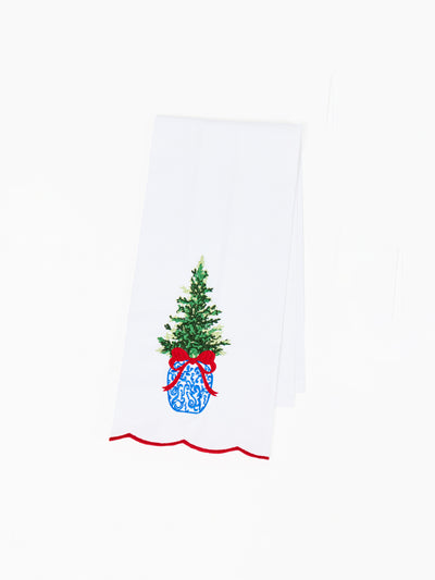 Embroidered Tea Towel | Chinoiserie Tree