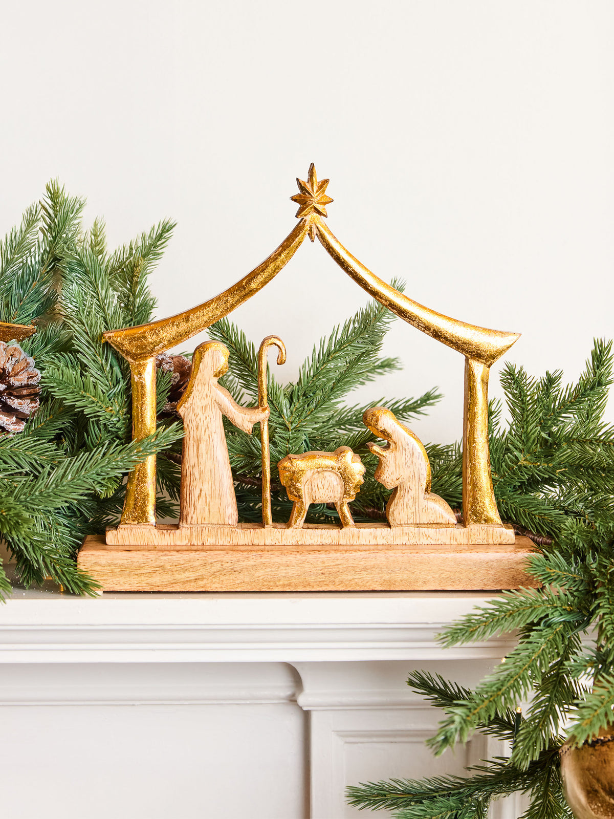 Wood Manger Nativity