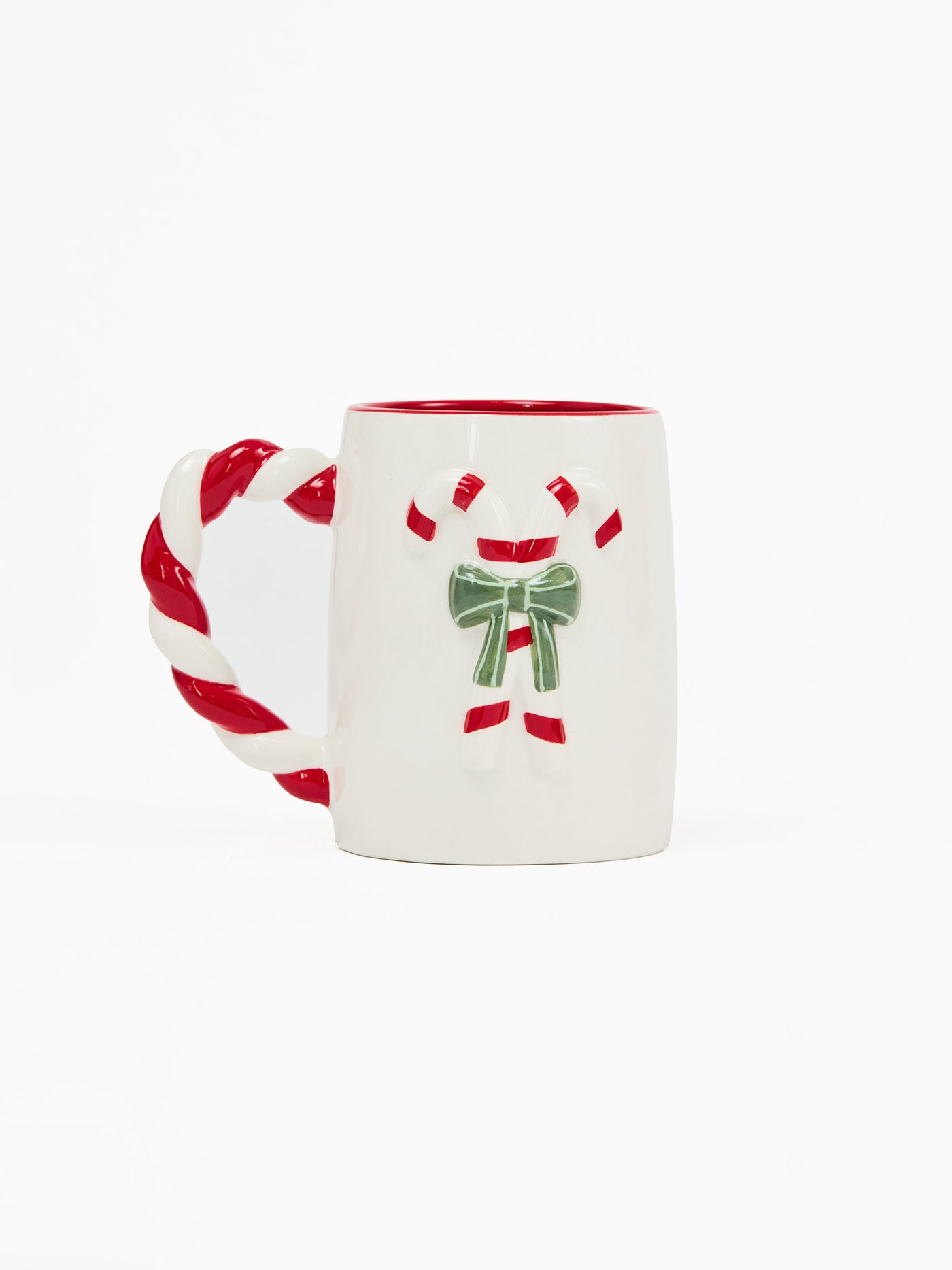 Sculpted Ceramic Mug | Candy Cane