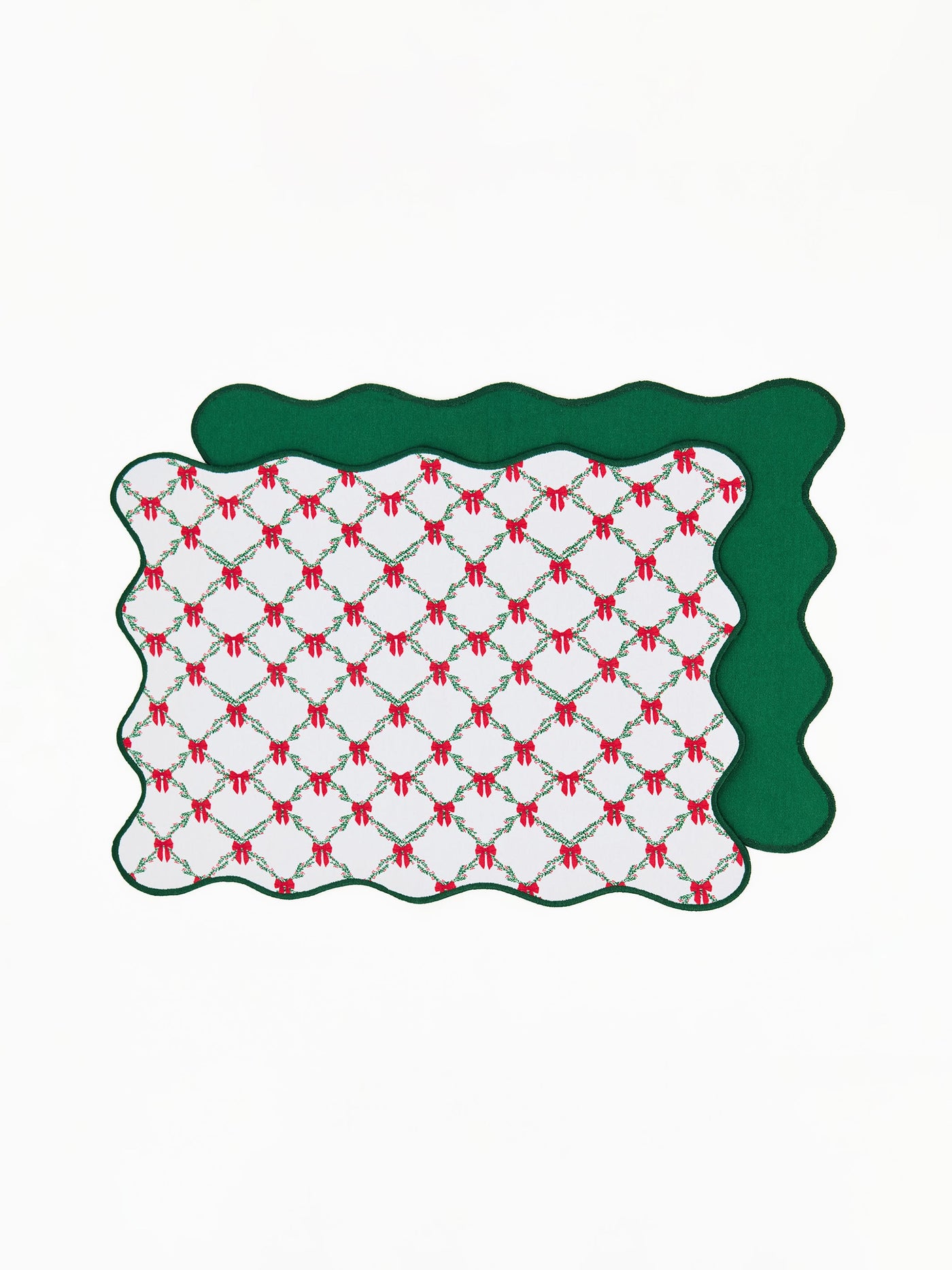 Scalloped Reversible Placemats | Holiday Trellis - Set of 4