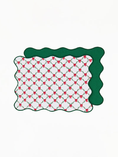 Scalloped Reversible Placemats | Holiday Trellis - Set of 4