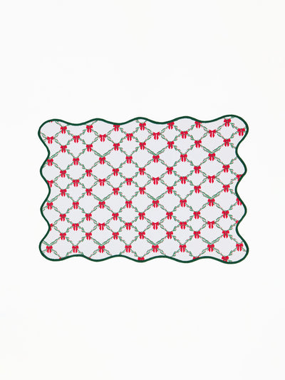 Scalloped Reversible Placemats | Holiday Trellis - Set of 4