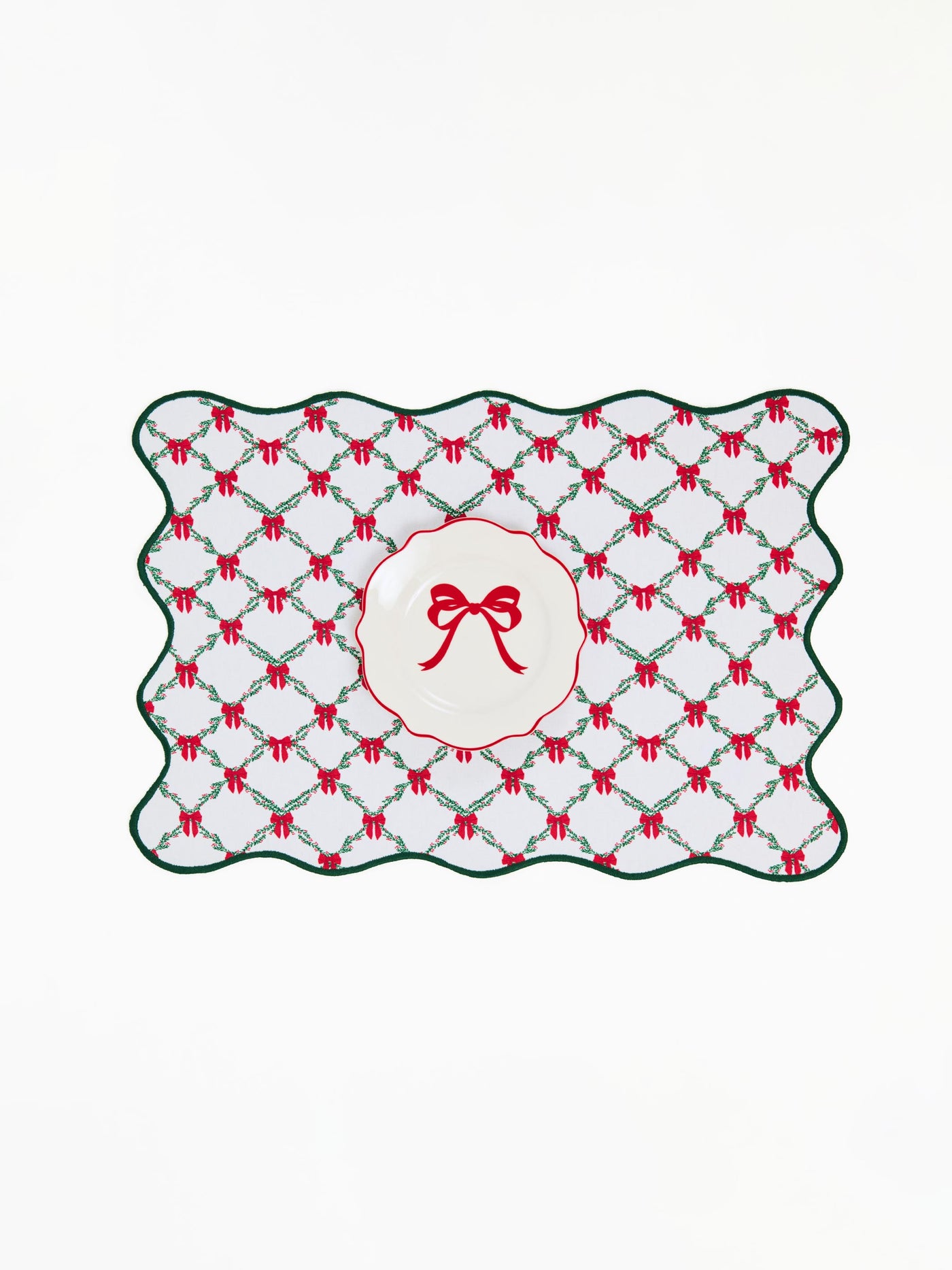 Scalloped Reversible Placemats | Holiday Trellis - Set of 4