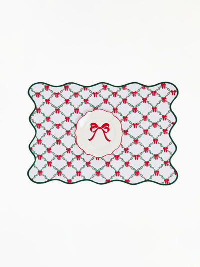 Scalloped Reversible Placemats | Holiday Trellis - Set of 4