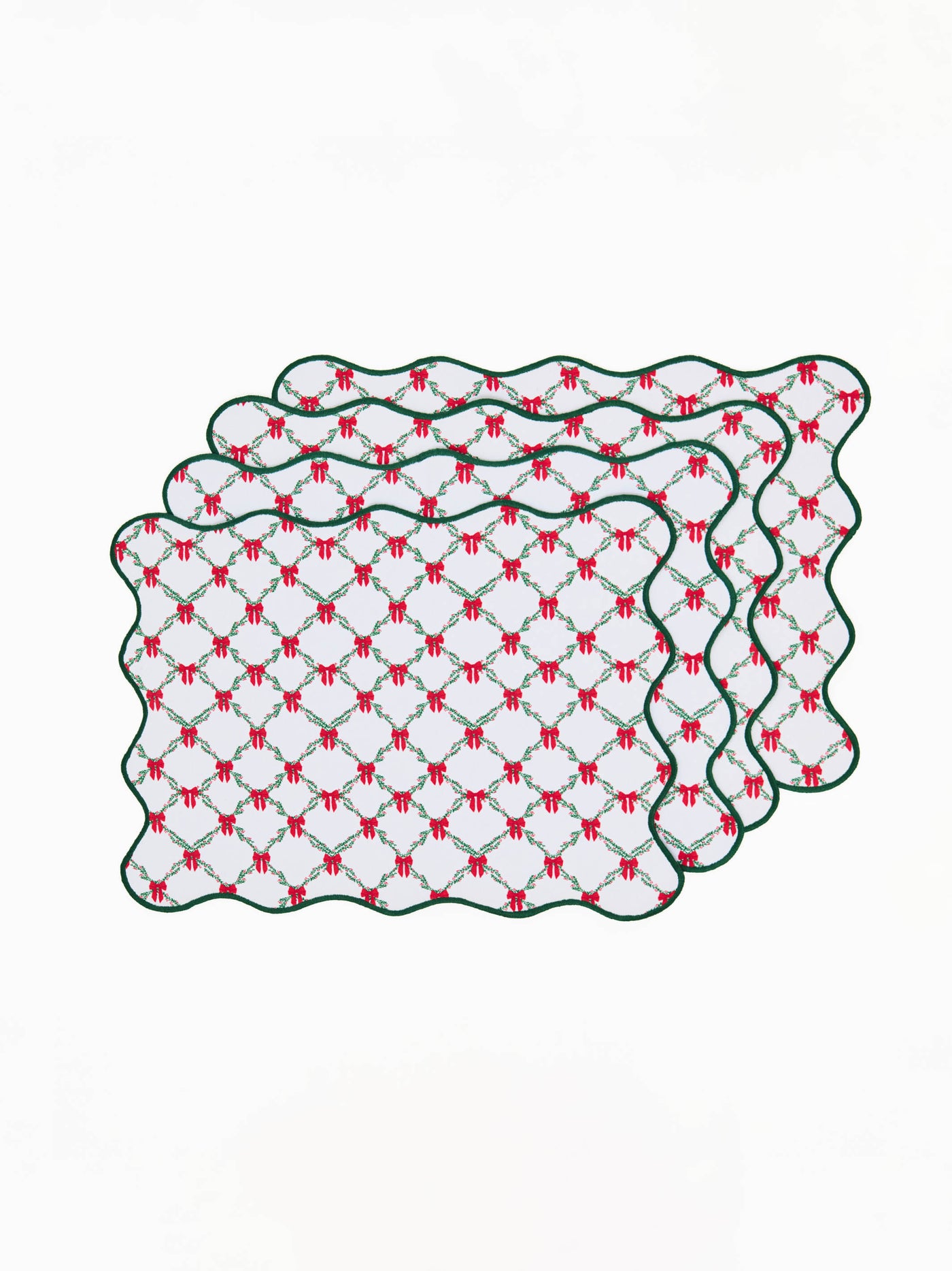 Scalloped Reversible Placemats | Holiday Trellis - Set of 4