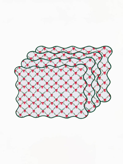 Scalloped Reversible Placemats | Holiday Trellis - Set of 4