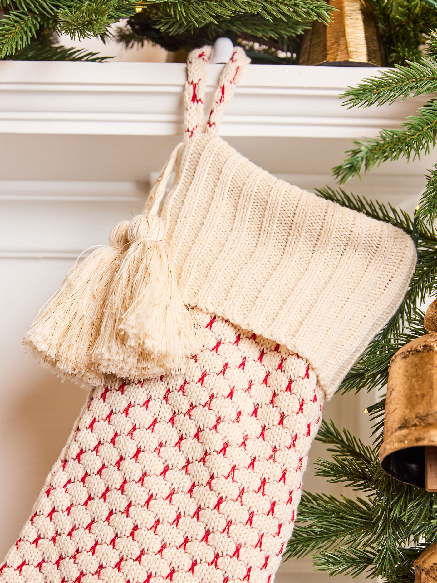 Knit Stocking  | Red & White Lurex