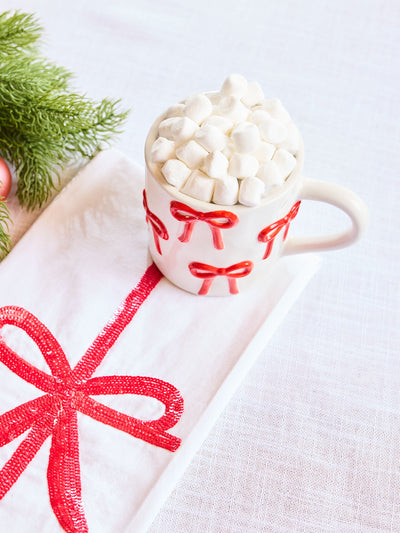 Sequin Tea Towel | Red Bow