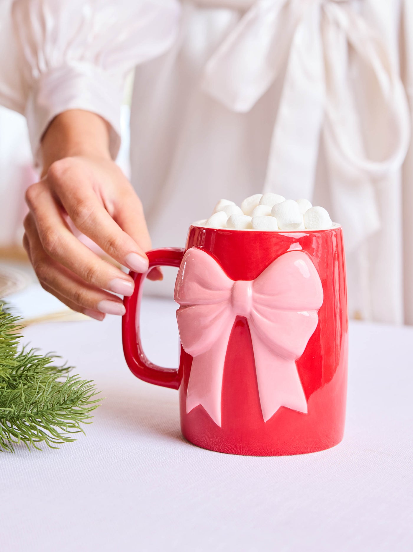 Ceramic Bow Mug | Red & Pink