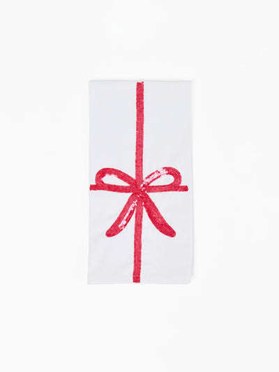 Sequin Tea Towel | Red Bow