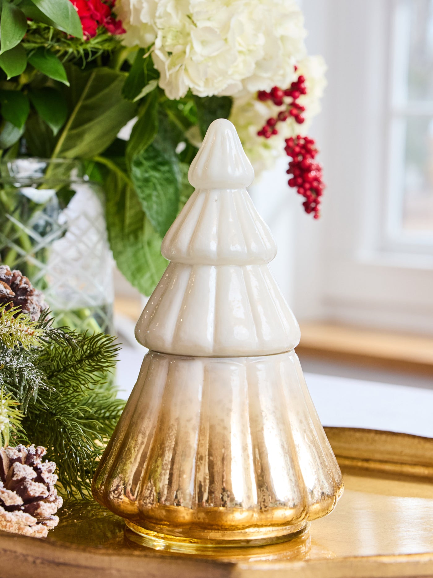 Large Glass Tree Candle | Ombre Gold Mercury