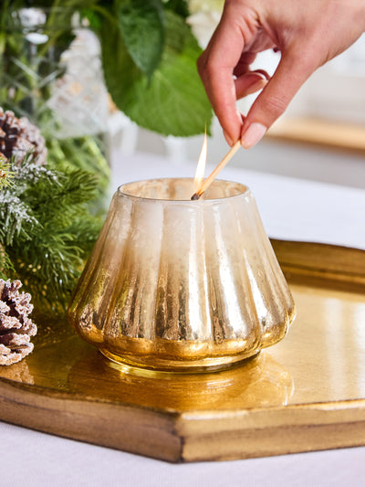 Large Glass Tree Candle | Ombre Gold Mercury
