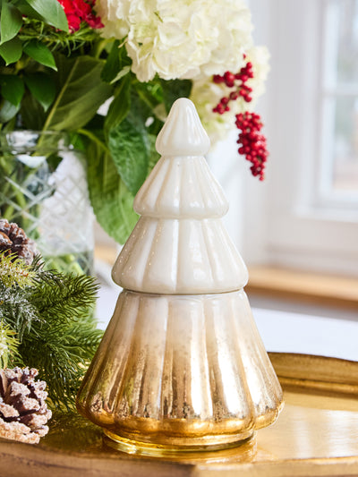 Large Glass Tree Candle | Ombre Gold Mercury