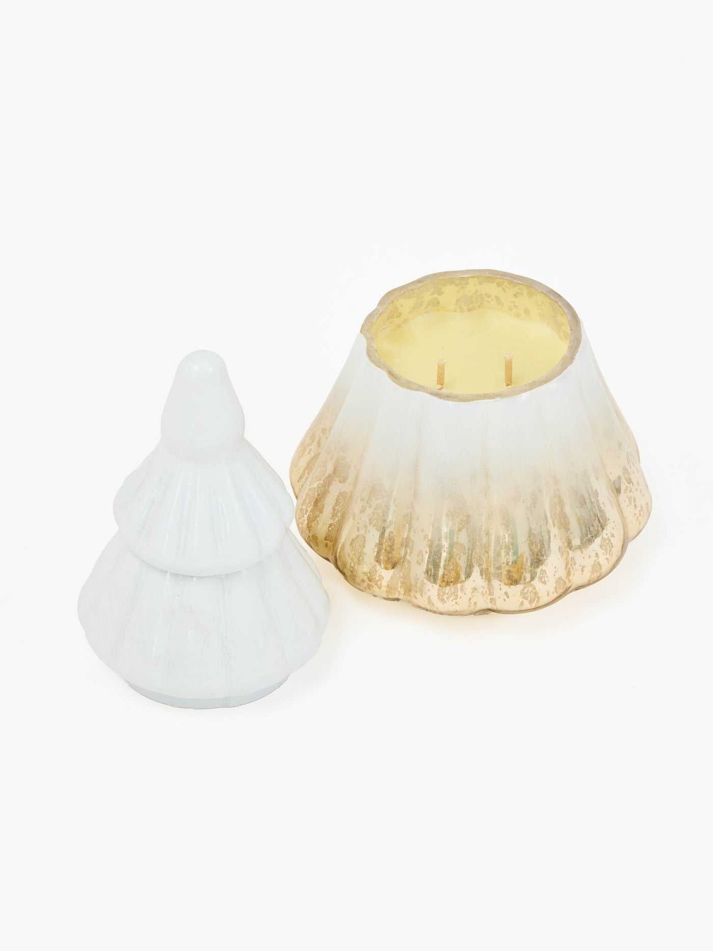 Large Glass Tree Candle | Ombre Gold Mercury