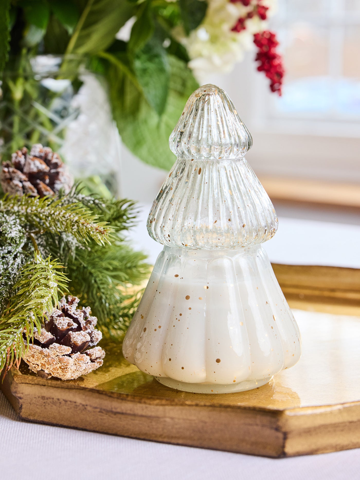 Glass Tree Candle | Gold Speckles
