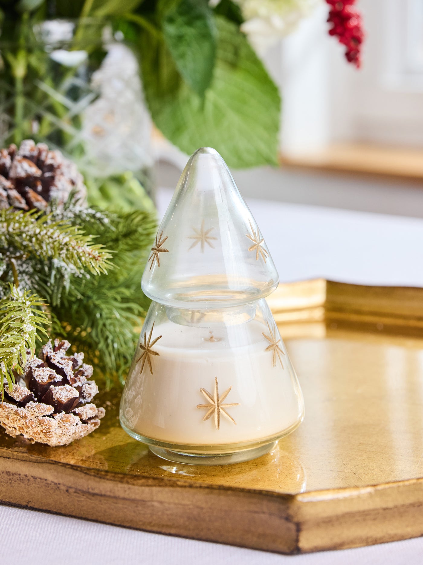 Glass Tree Candle | Embossed Star
