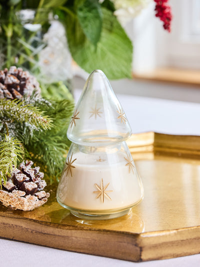Glass Tree Candle | Embossed Star