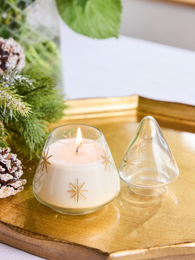 Glass Tree Candle | Embossed Star