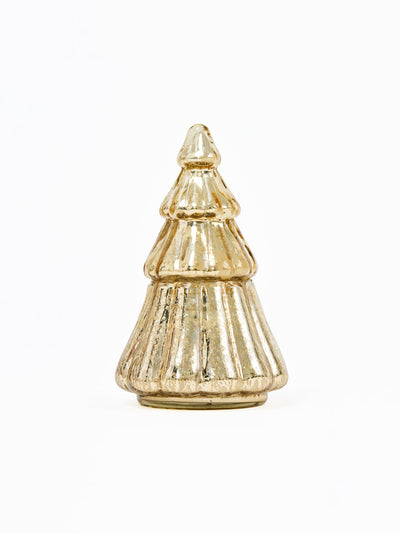 Large Glass Tree Candle | Gold Mercury