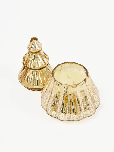 Large Glass Tree Candle | Gold Mercury