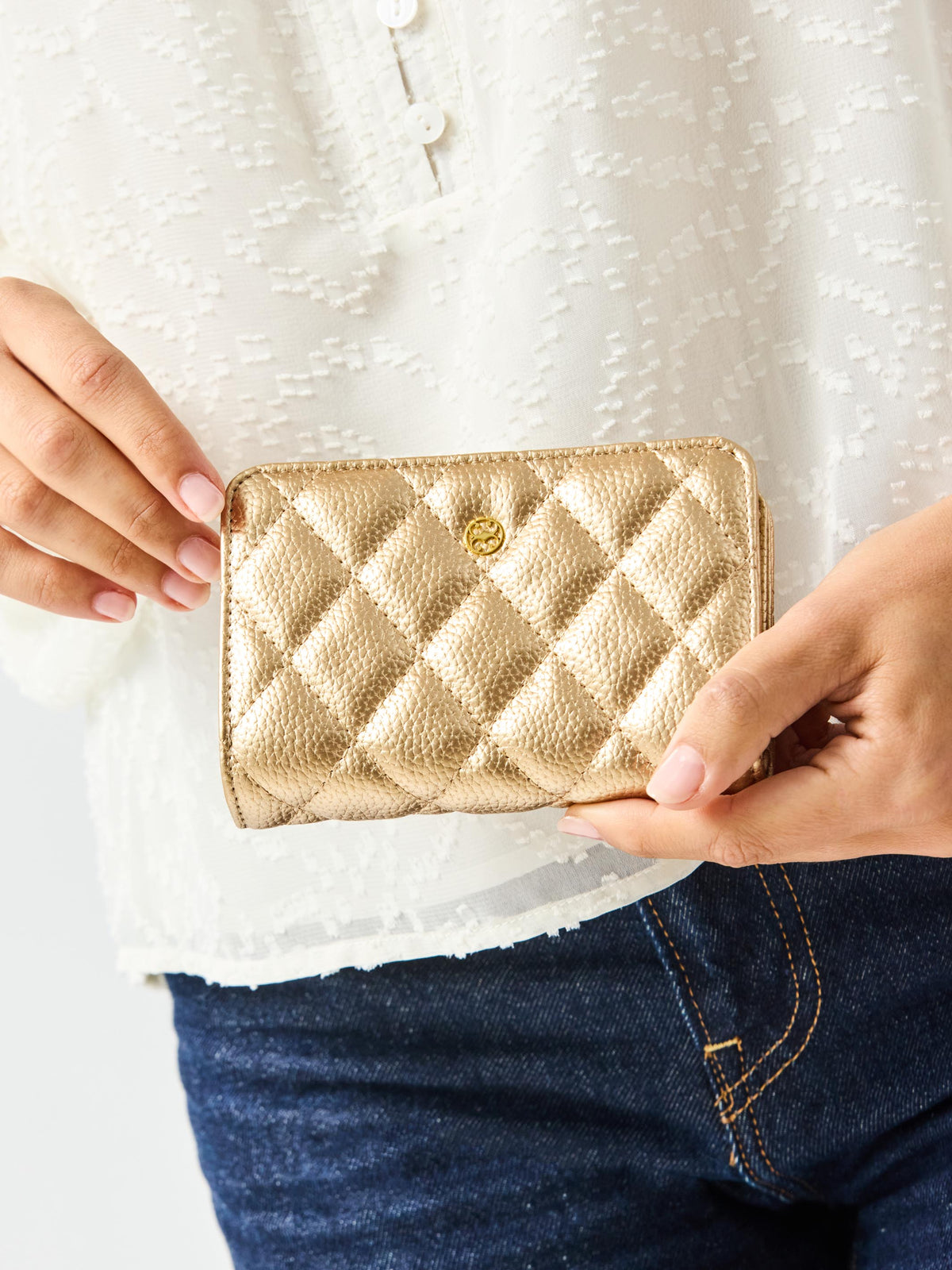 Essential Quilted Wallet | Champagne