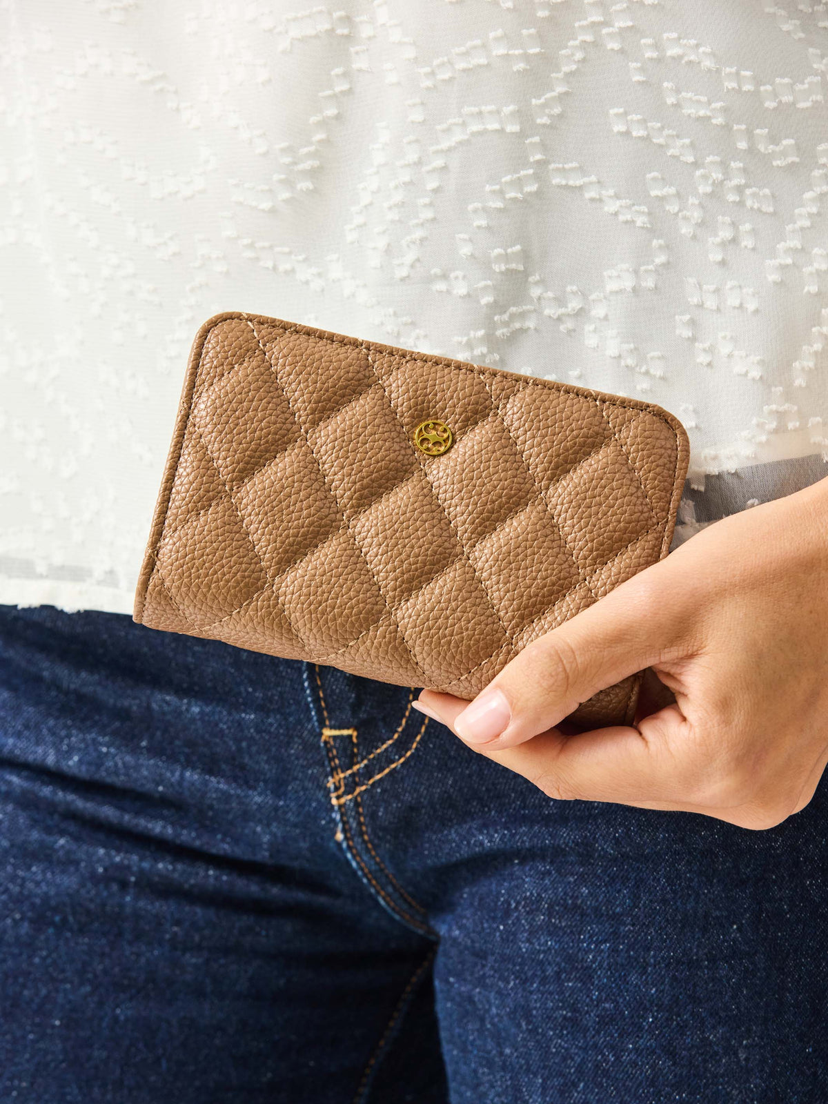 Essential Quilted Wallet | Camel