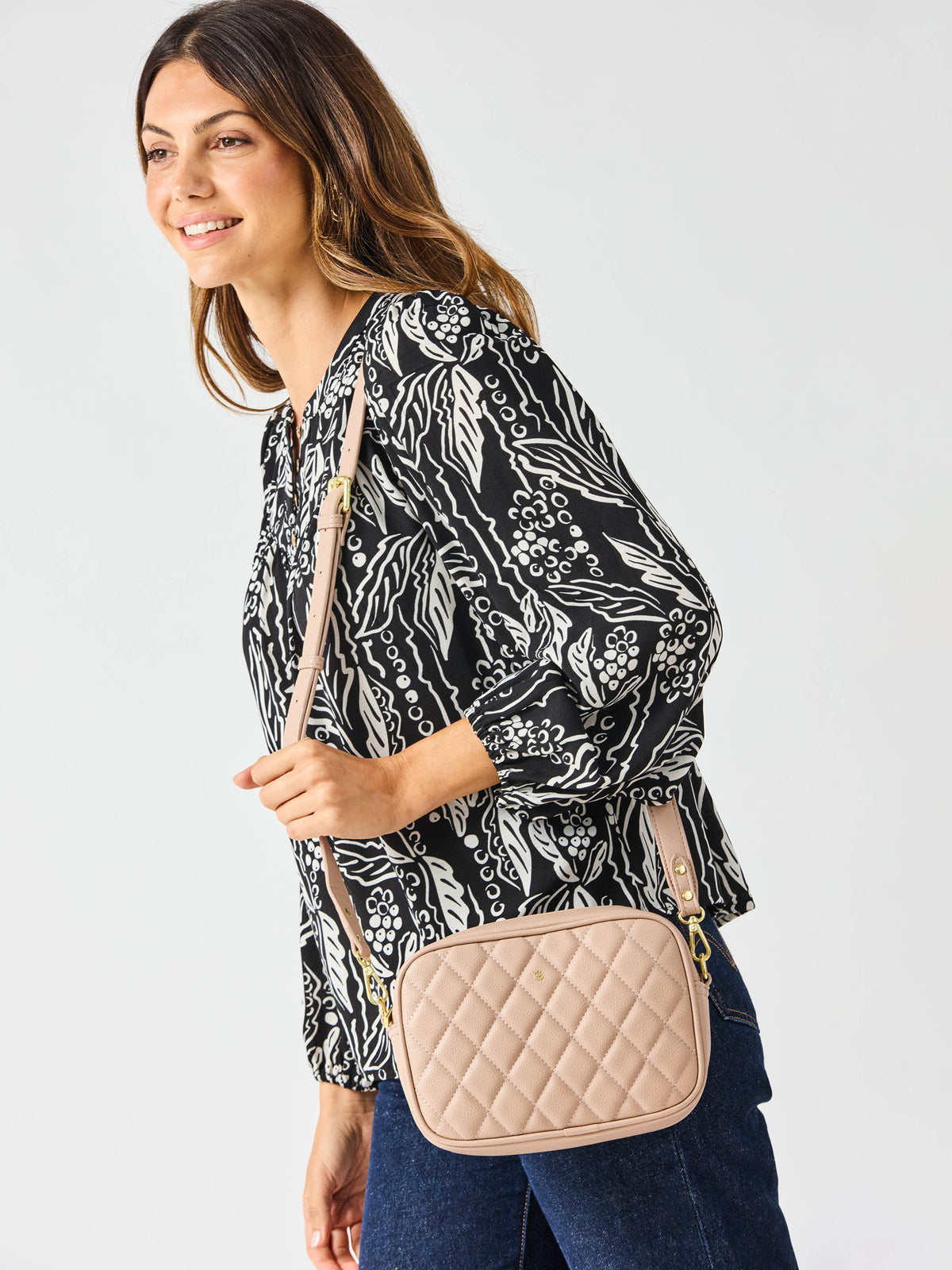 Essential Quilted Crossbody Bag | Tan