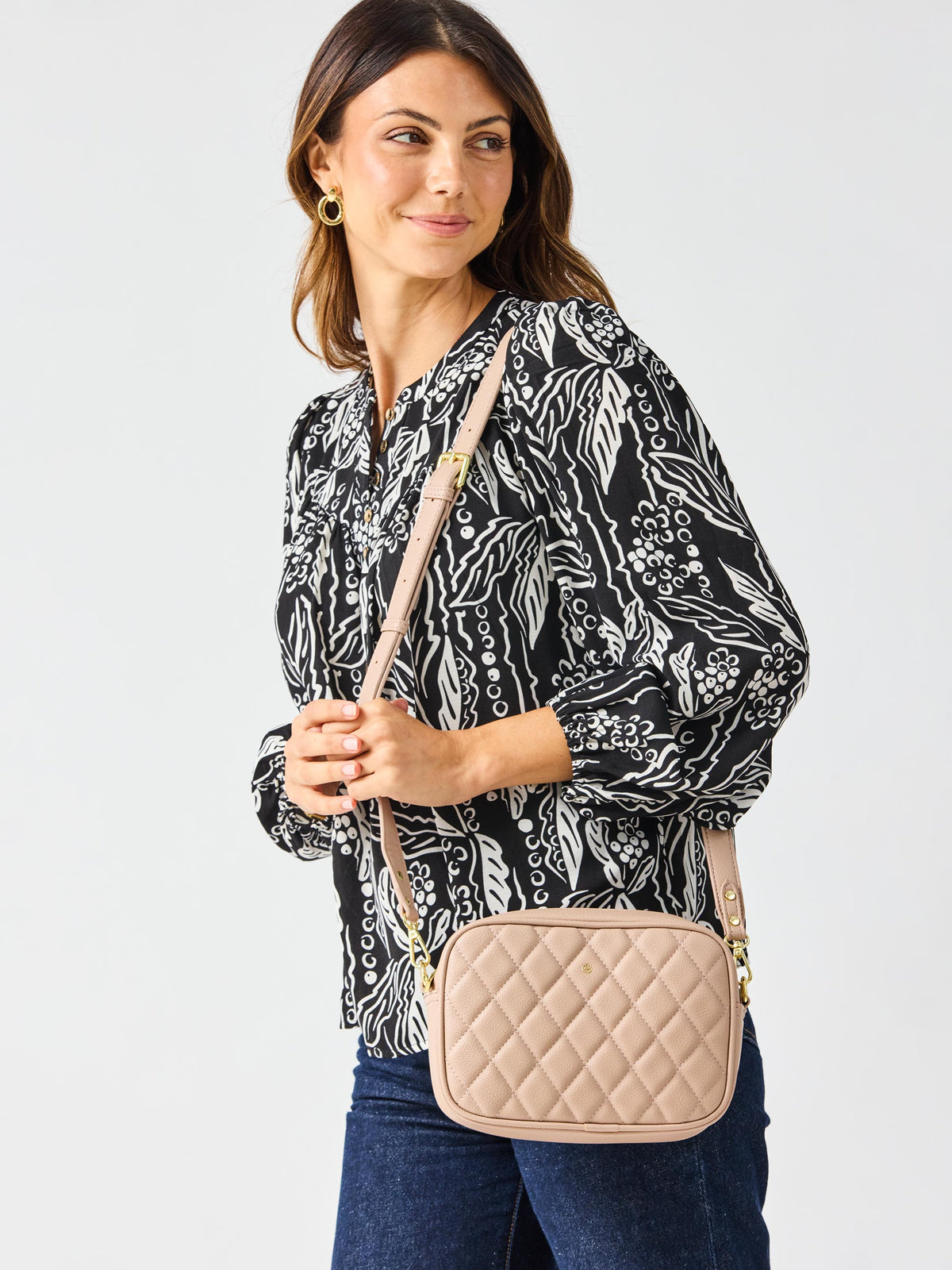 Essential Quilted Crossbody Bag | Tan